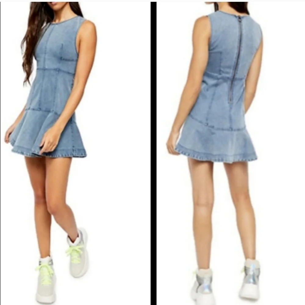Free People Alex Denim Dress Size 10 NWT - Picture 2 of 4